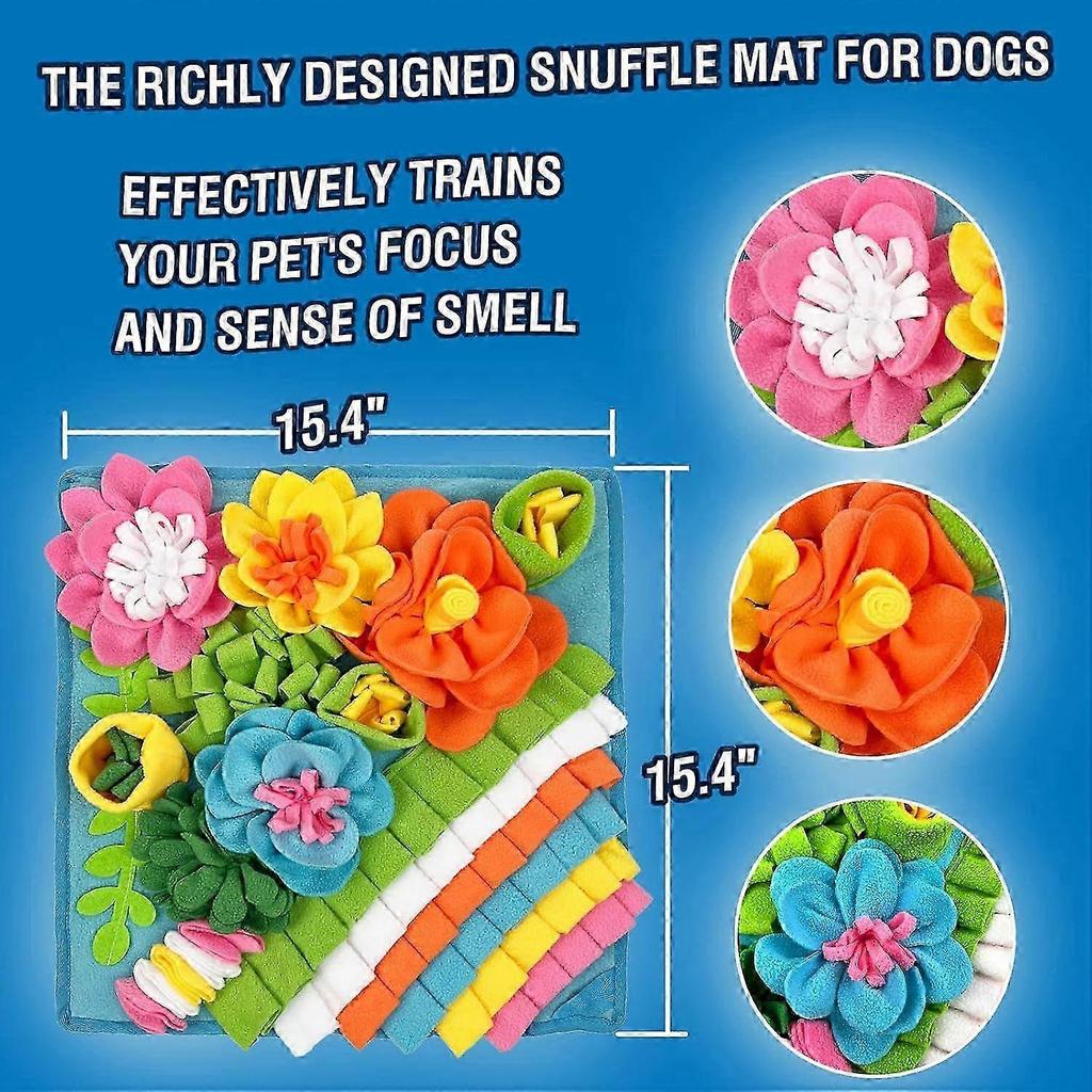 Snuffle Mat for Dogs, 15.4''*15.4'' for Small & Medium, Fleece Mentally Stimulating Toys for Dogs Cats Rabbits, Helps Control Eating Speed and Train S