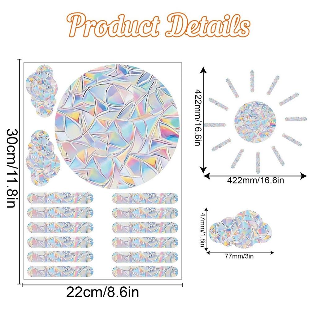 Christmas Windows Rainbow Prism Stickers Rainbow Film for Window Glass Clings Static Removable Suncatcher Decal Sticker