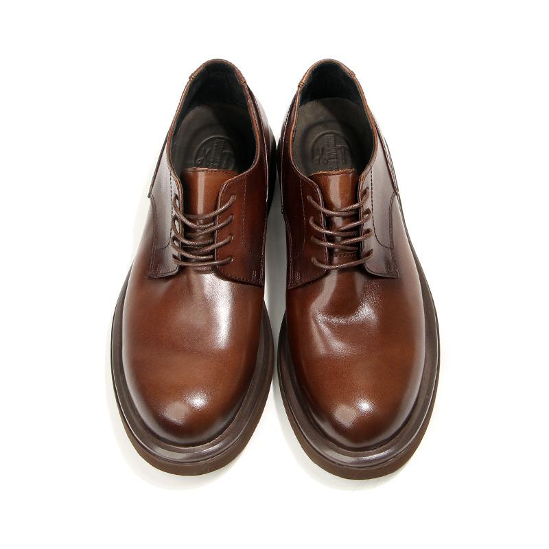 66-5 Britische Herrenschuhe Freizeitschuhe aus Leder Erste Schicht Rindsleder Handgefertigte Retro-Modetrend-Herrenschuhe Plateau-Muffin-Schuhe