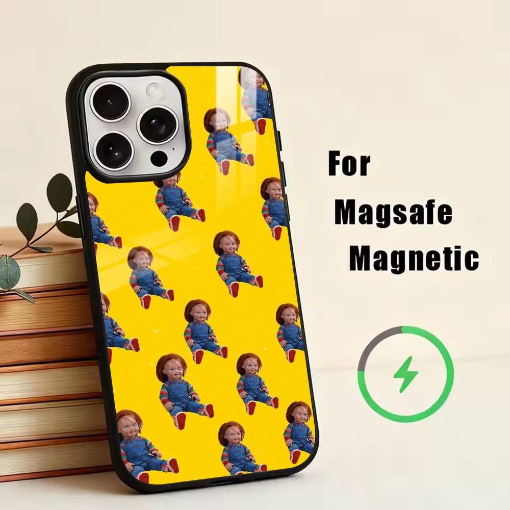 Chucky Scary Doll Phone Case For iPhone17,16,15,14,13,12,11 Plus,Pro Magnetic For Magsafe Wireless Charging