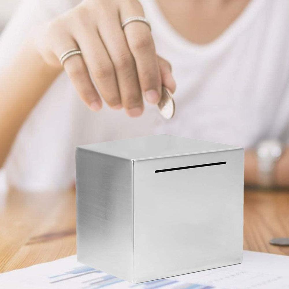 Sparschwein aus Stahl, kubisch, großes Fassungsvermögen, Plan, Metall, Geld, Spardose, Spardose, Geschenk zum Geburtstag