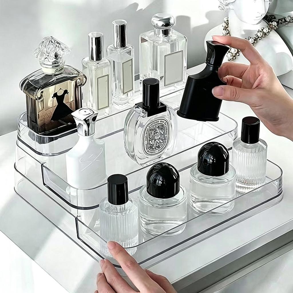 Make Up Organizer Multi-Layer Desk Skin Care Organizer Cosmetic Storage Box Perfume Organizer Transparent Step Display Stand