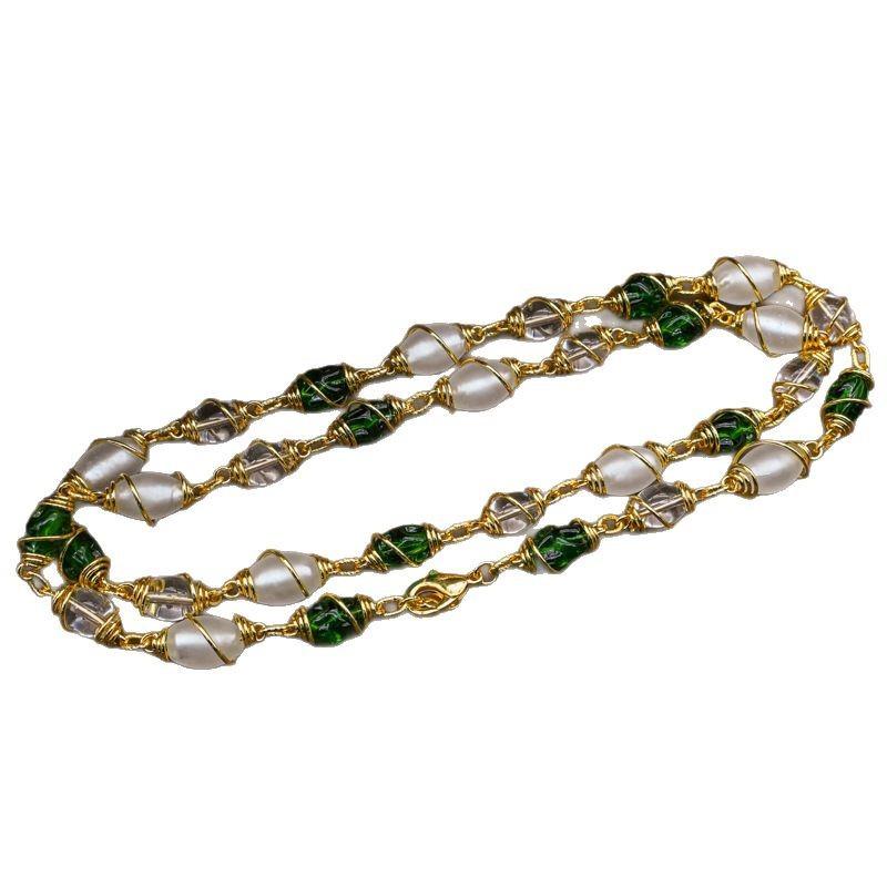Colar Brincos Pérola de Vidro Estilo Barroco Retro Moda Conjunto de Joias High-End Fosco Temperamento