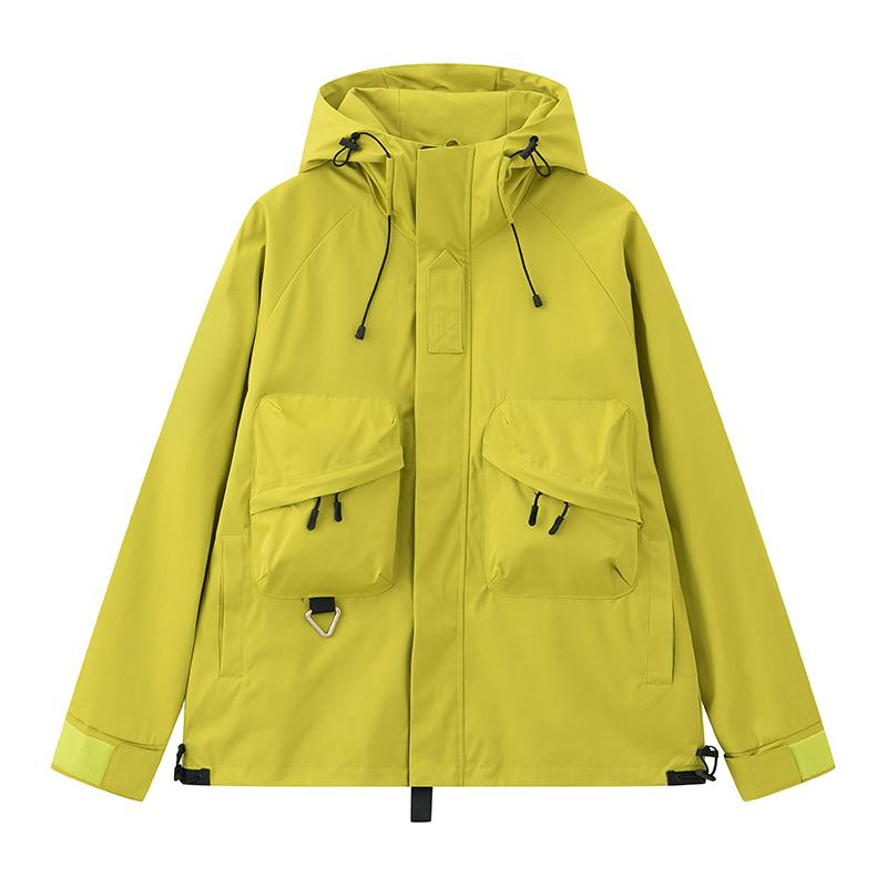 

Весенне-осенняя куртка-ветровка с капюшоном для мужчин, свободная, повседневная, водонепроницаемая, рабочая одежда, пальто, студенческие, универсальные куртки в японском стиле M жёлтый