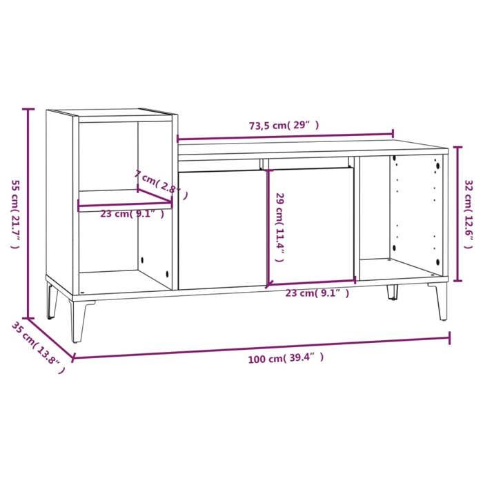 VidaXL TV Stand Sonoma Grey 100x35x55 Cm Engineered Wood 821186