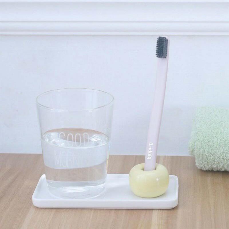 Mini Donut Ceramic Toothbrush Holder Bathroom Storage Accessories Toothbrush Base Frame Storage Rack Tooth Brush Stand Shelf