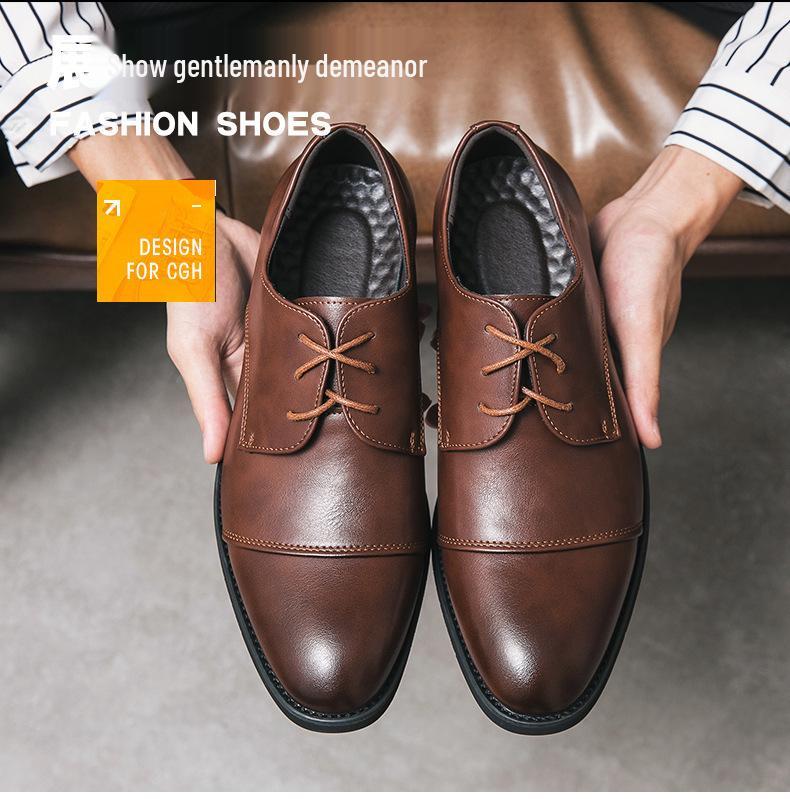 Men's Large Size Derby Formal Leather Shoes for Office, Wedding, and Banquet