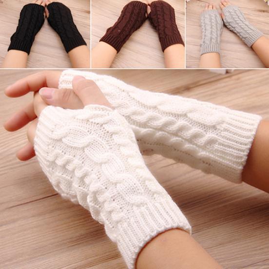 1 Pair Fashion Women Girl Winter Wrist Warm Knitted Fingerless Soft Gloves Xmas Gift