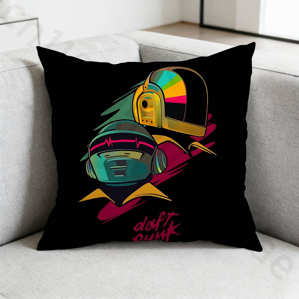 DDaft PPunk Band Pillow Case Antidustmite Pillowcase Invisible Zipper Silky Short Plush Sofa Cushion Cover