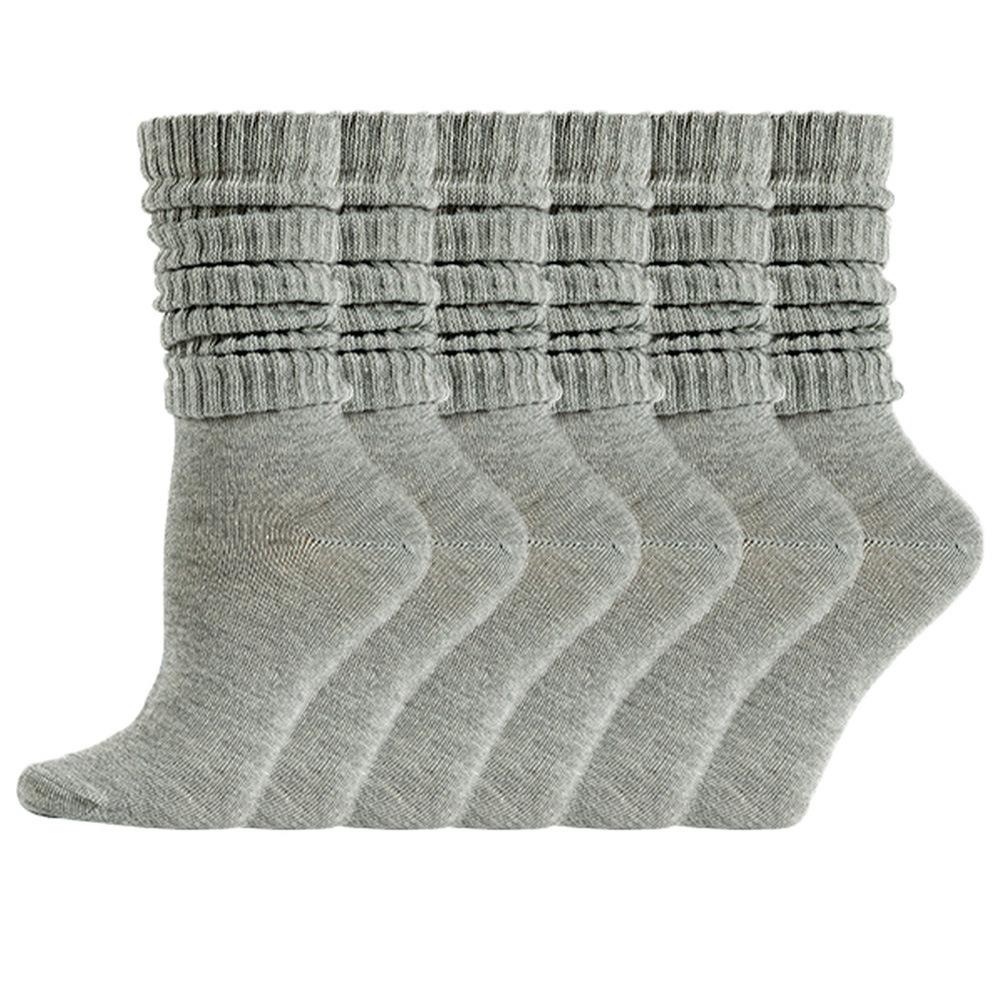 5Pairs Women Bulk Boot Stacked Scrunchie Winter Warm Mid-calf Socks, Couple Soft High Boot Socks Warm Thick Woman Mid-calf Socks