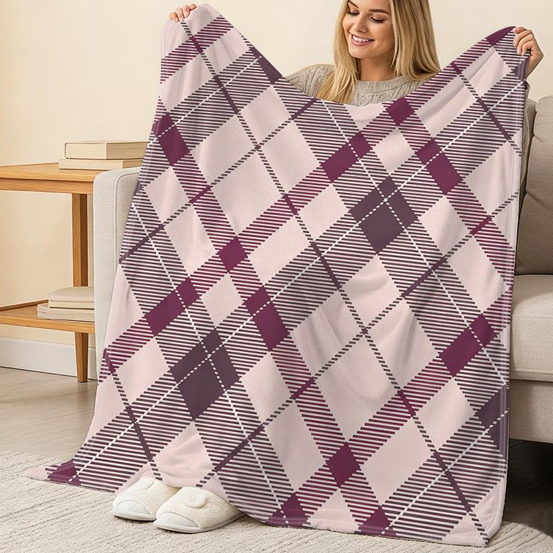 Checkered Flannel Blanket: Soft Cozy Warm Throw for Home, Sofa, Halloween & Christmas Use