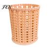 Organizador de Canetas Transparente com Suporte de Rattan Sintético, Organizador de Mesa Redondo Vazado, Copo de Grande Capacidade para Lápis Material de Escritório para Canetas Lápis Maquiagem