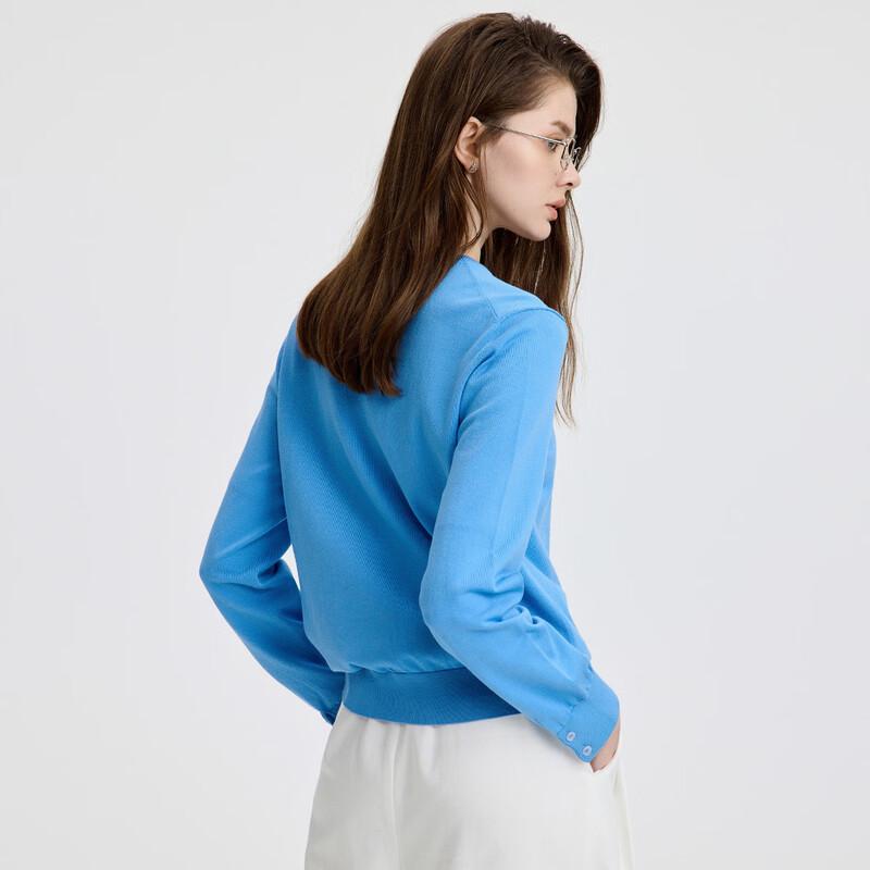 Navigare Women's Solid Color Crew Neck Knit Cardigan