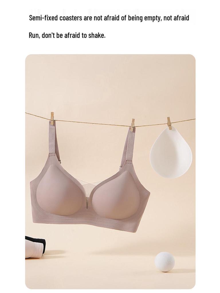 Seamless Large Size Deep V Wireless Bra for Women with Small Bust