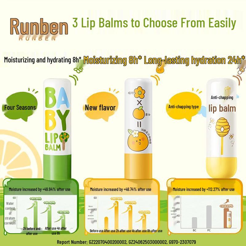 Runben Lip Balm for Kids - Moisturizing & Nourishing Lip Care for Boys and Girls in Autumn/Winter