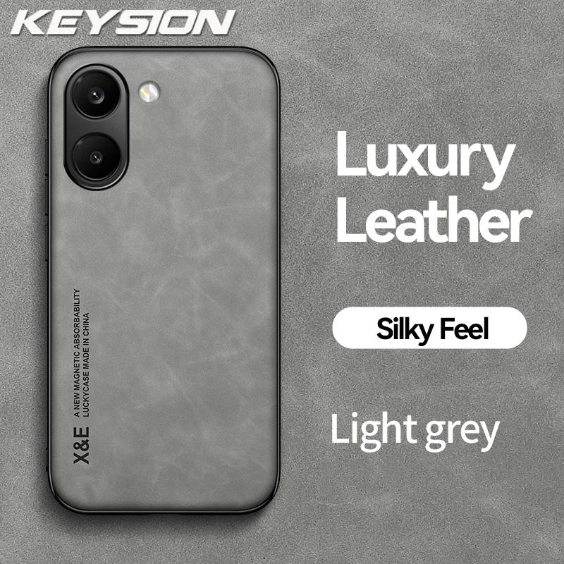 KEYSION Luxury Retro PU Leather Phone Case for Xiaomi POCO X8 Pro Silicone+PC Shockproof Phone Back Cover for POCO X8 Pro Max
