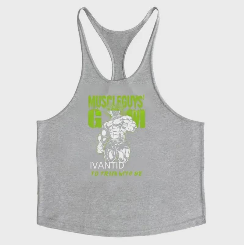 Men's European Size Elastic Cotton Sports Vest for Fitness & Bodybuilding