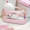 Pink Star Rabbit Pattern Pen Bag Double Layers Stationery Storing Bag Stationery Bag  Students