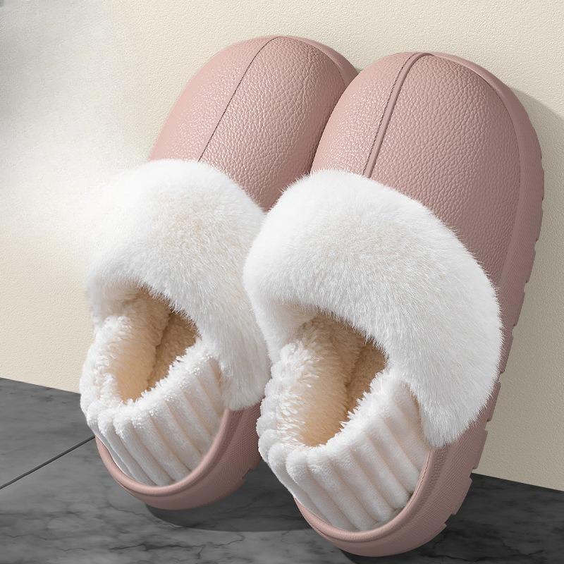 Waterproof Slippers, Anti-slip, Warm, Thick-soled Bags with Heels, and Fluffy Cotton Shoes for Outerwear