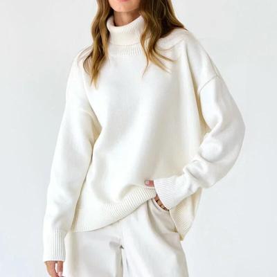 2023 rollkragen Frauen Gestrickte Pullover Herbst/Winter Lose Einfarbig Pullover Pullover Langarm Jumper Casual Tops 29680