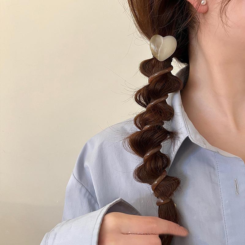 1Pc Heart Elastic Rubber Bands For Women Girls Telephone Wire Hair Ties Loop Spiral Coil Hairbands Ponytail Holder Accessories