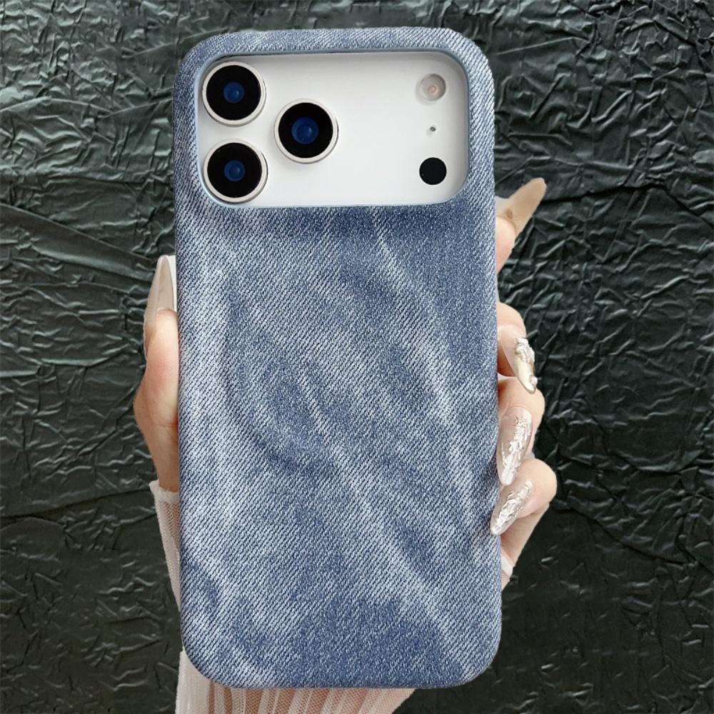 Luxury Magnetic Denim forMagsafe Case foriPhone 17 Air 16 15 14 13 12 Pro Max Plus PU Leather Wireless Charge Half-Frame Cover
