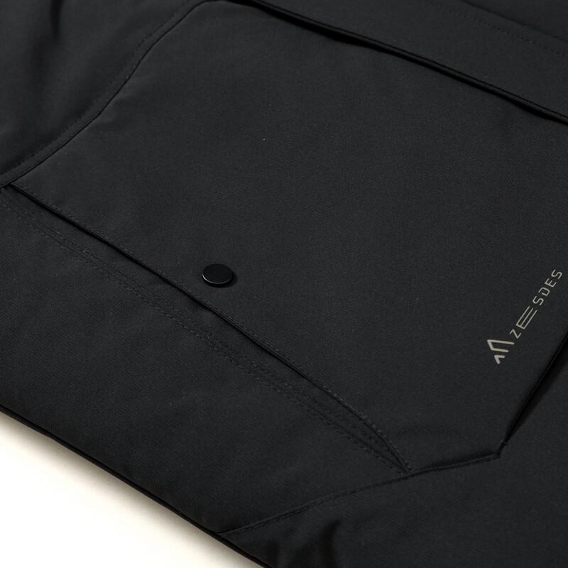 Peimeng Men's Casual Solid Color Zippered Winter Jacket with Detachable Hood