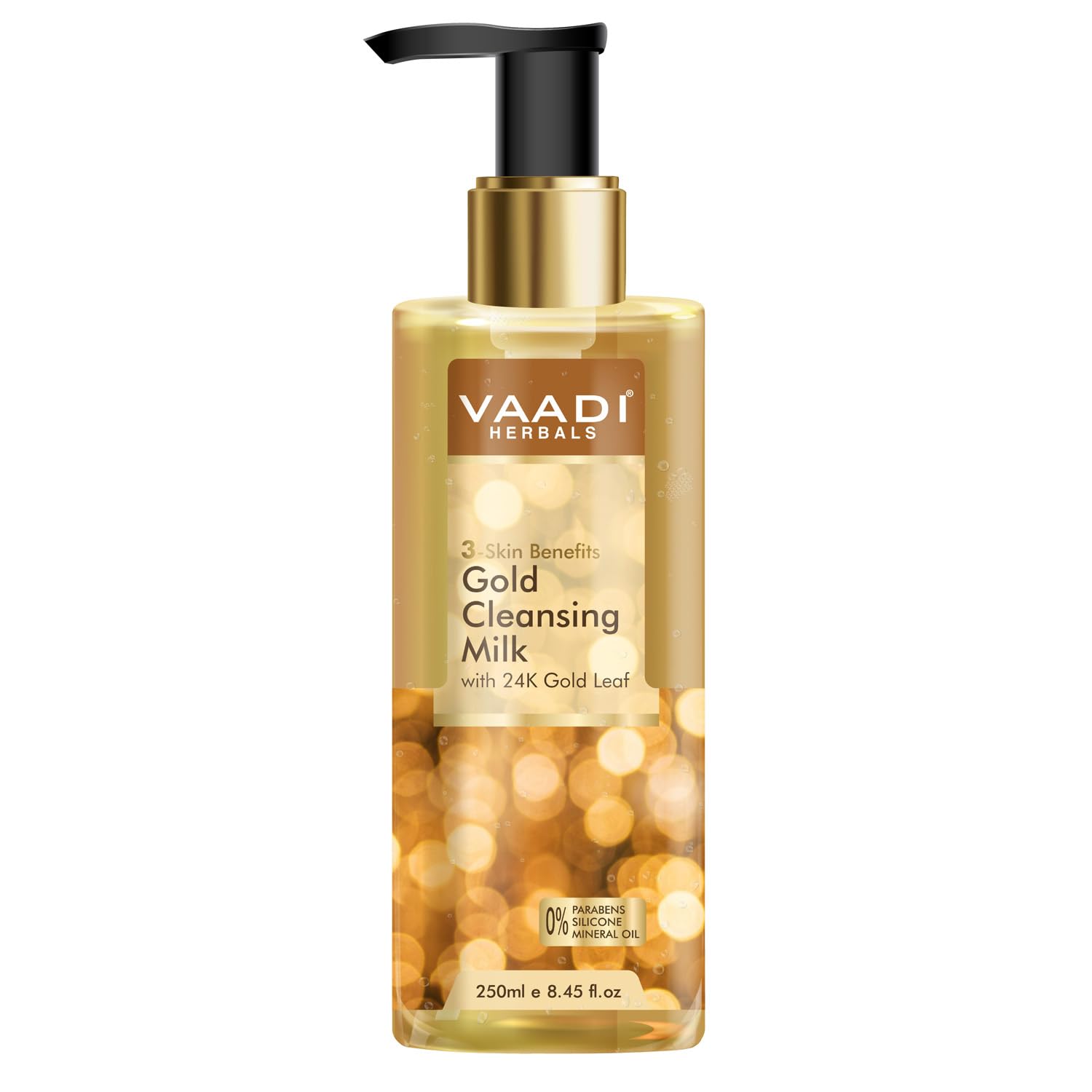 

Vaadi Herbals Золотое Очищающее Молочко с Листьями 24-Каратного Золота Глубокое Удаление Макияжа Мягкое Очищающее Средство для Лица для Мягкой Сияющей Кожи 250 мл
