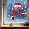 Self Adhesive Glass Stickers Christmas Static Window Clings Smiling Snowman Decals with Snowflake Decorative Patterns Waterproof PVC for Holiday