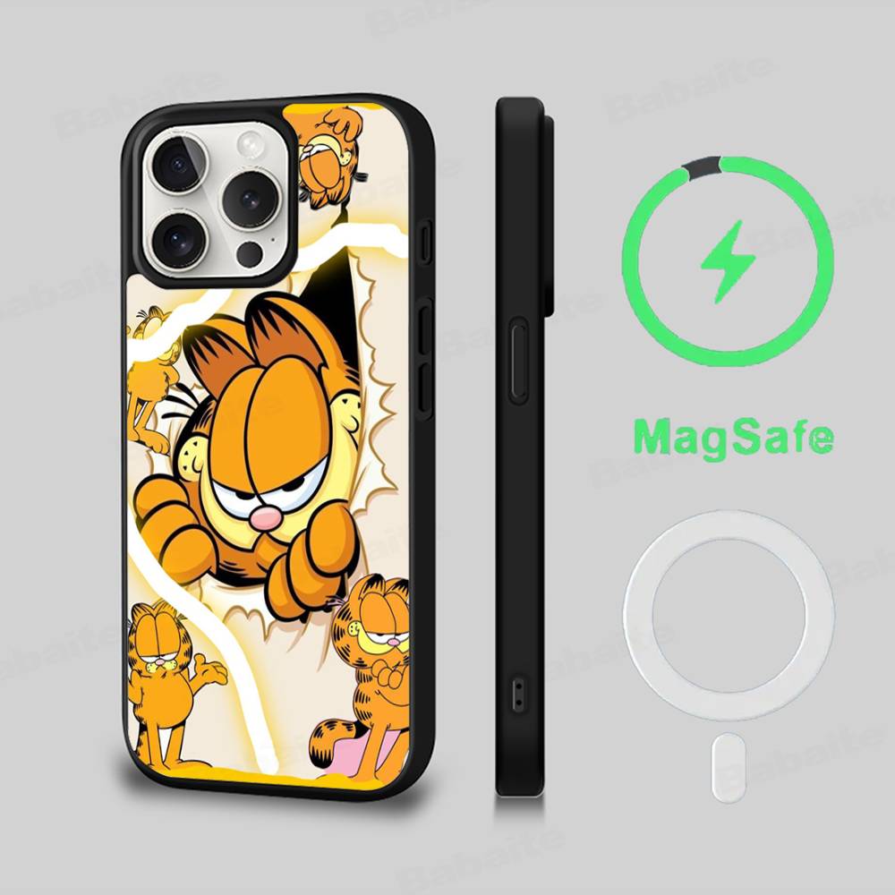 Classic Vintage Anime G-garfields Cat Phone Case Magnetic Case For IPhone 16 14 13 15 Pro For Magsafe Wireless Charge Cover