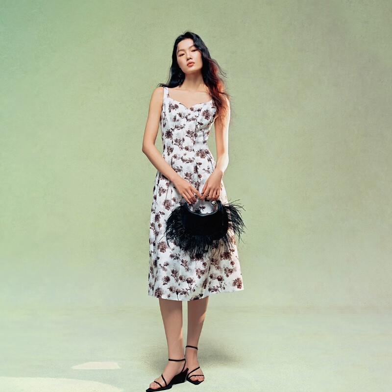 VEROMODA Women's Pleated Floral Spaghetti Strap Maxi Dress