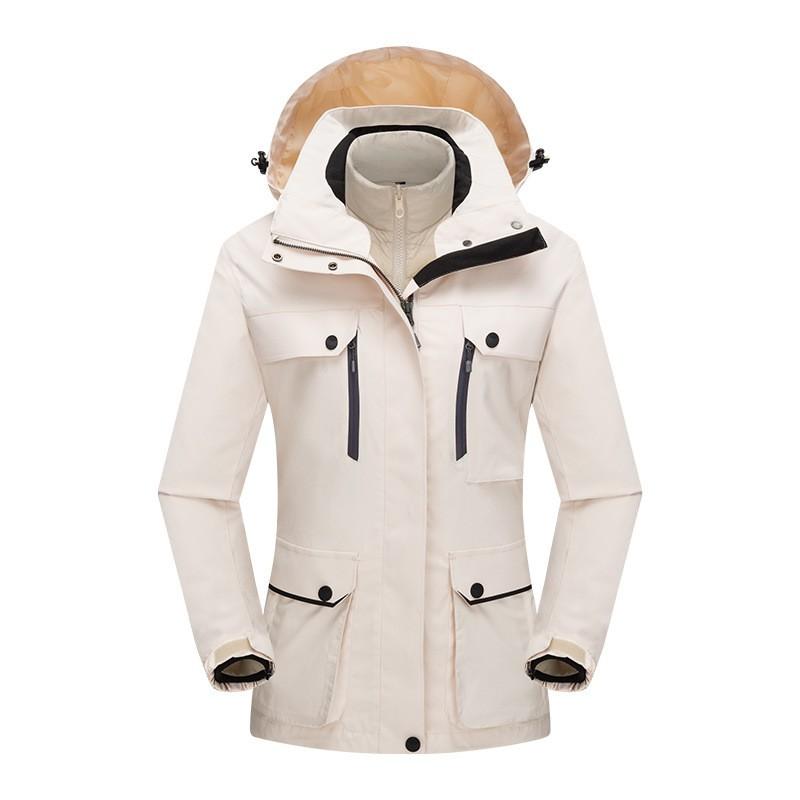 Men Women 3-in-1 Detachable Winter Outdoor Jacket With Down Insulated Liner Hiking Skiing Camping