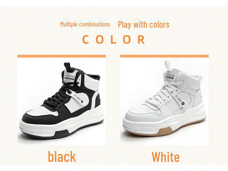 Zapatillas blancas de caña alta con suela gruesa para mujer 2025 - Terciopelo afelpado, estilo deportivo casual que combina con todo para otoño/invierno.