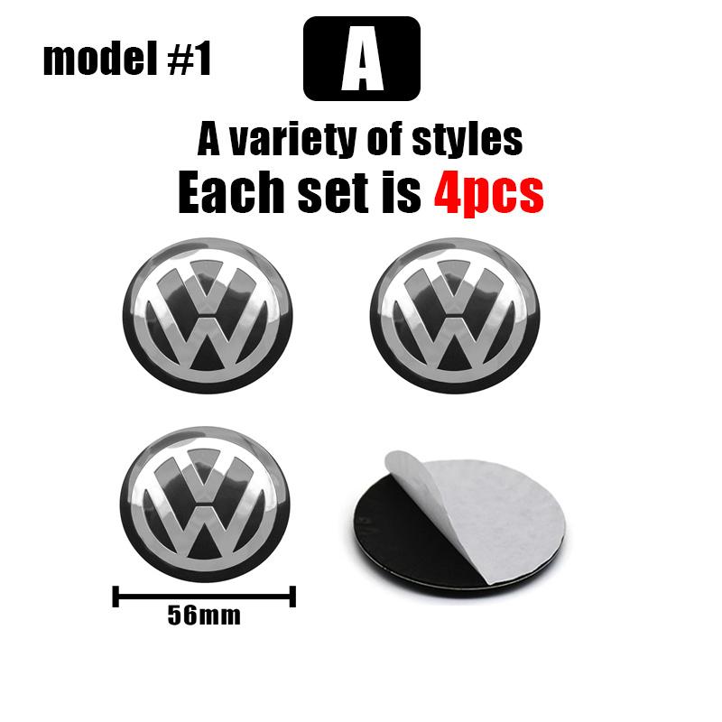 

2026 Hot For VOLKSWAGEN VW 4Pcs 56mm VW Car Wheel Center Hub Caps Badge Sticker Emblem Decals Accessories For Volkswagen GTI R-L