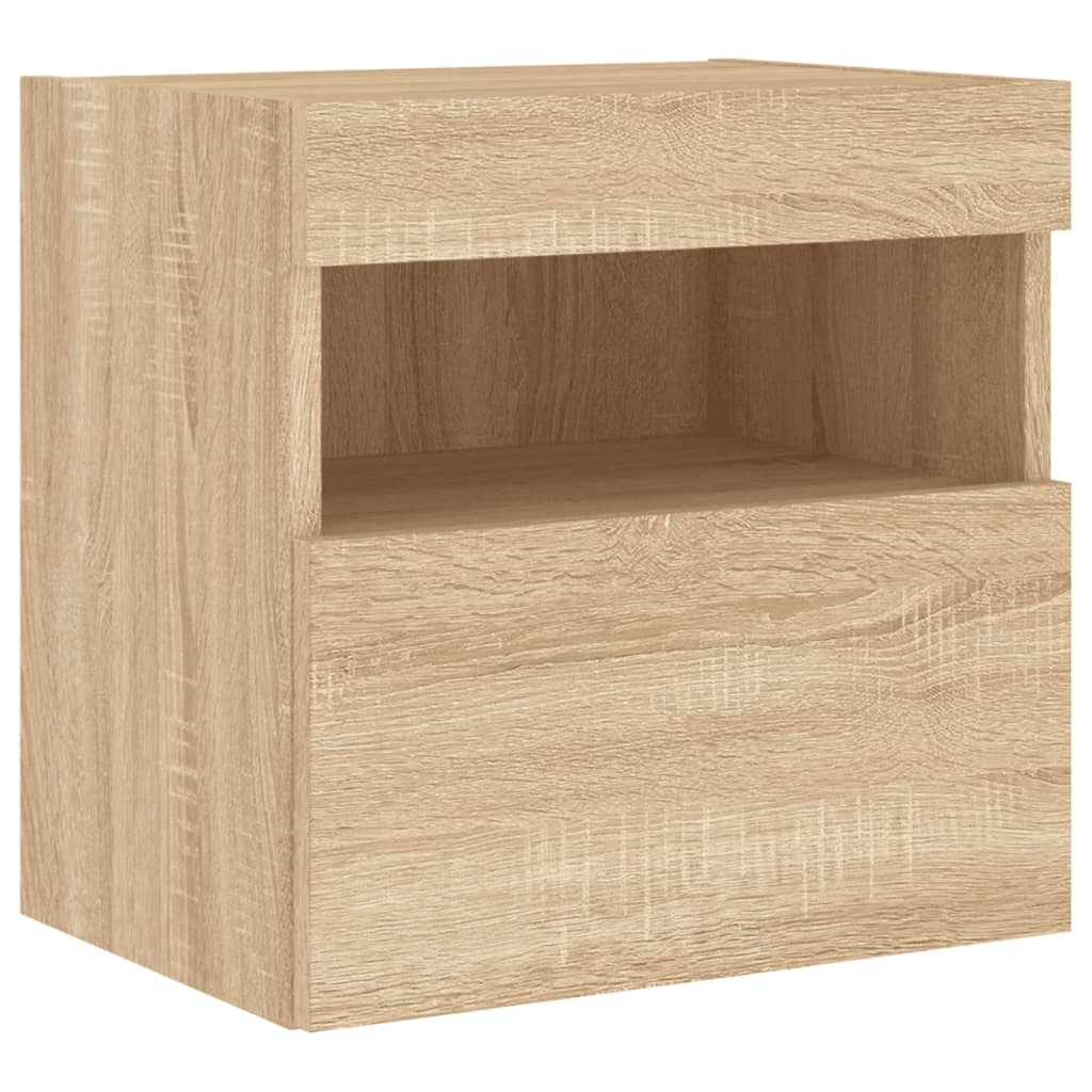 Wall Mounted TV Cabinet with LED Lights Sonoma Oak Finish 40 x 30 x 40 cm