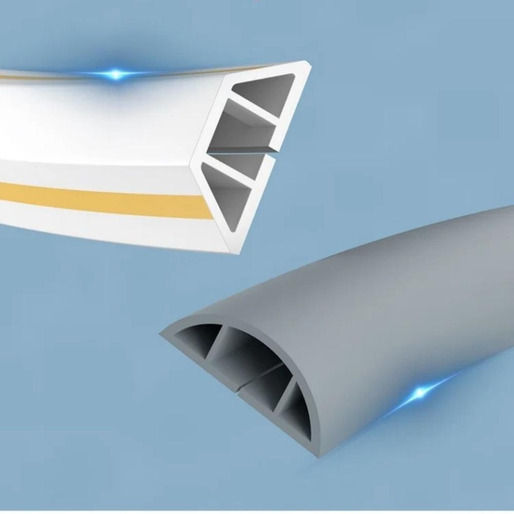 1pc 1m/39.37in Wear-resistant Trunking Fixed Wire Trunking with Adhesive Backing Soft Rubber Self-adhesive Wire Casing