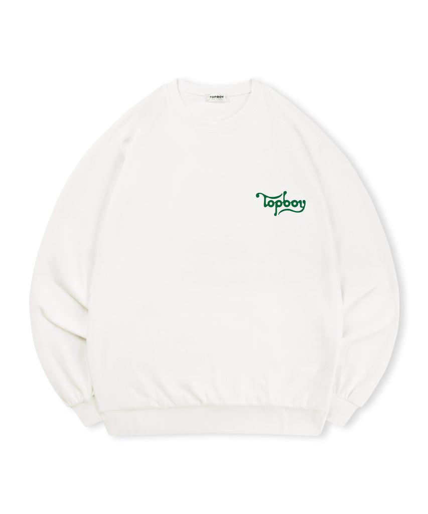 TOPBOY [Non-Fleece Or Fleece] Wave Logo Print Sweatshirt (Type C)