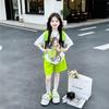 Kids' Summer Dopamine Set: Korean Style Casual Round Neck Tee & Thin Shorts Two-Piece