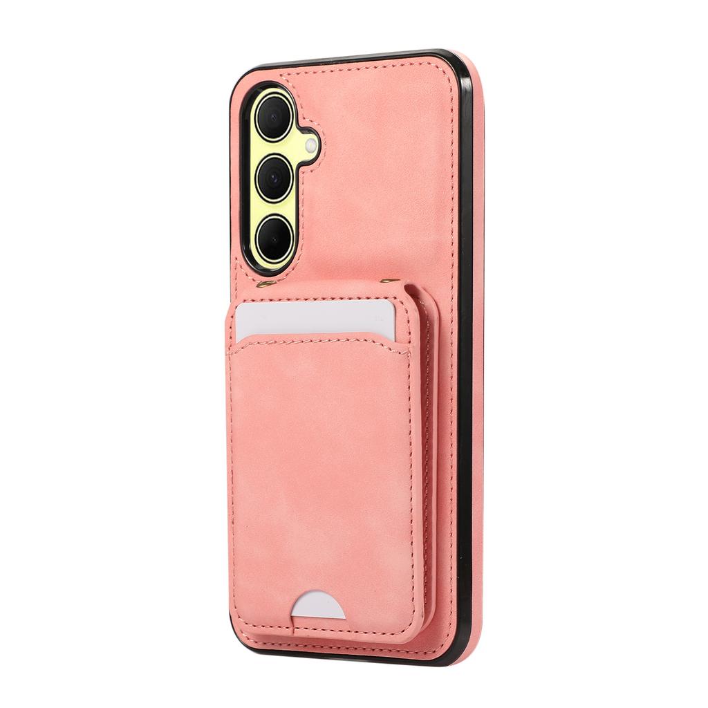 For Samsung Galaxy A17 5G/A26 5G Case Card Holder Kickstand Leather+TPU Phone Cover with Shoulder Strap