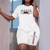 Two-piece Summer Trendy Short-sleeve Top and Shorts Set, Soft Casual Sportswear T-shirt Set
