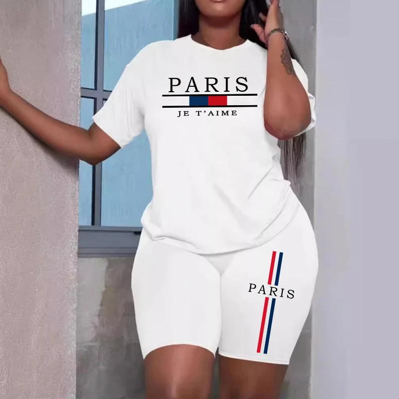 Two-piece Summer Trendy Short-sleeve Top and Shorts Set, Soft Casual Sportswear T-shirt Set
