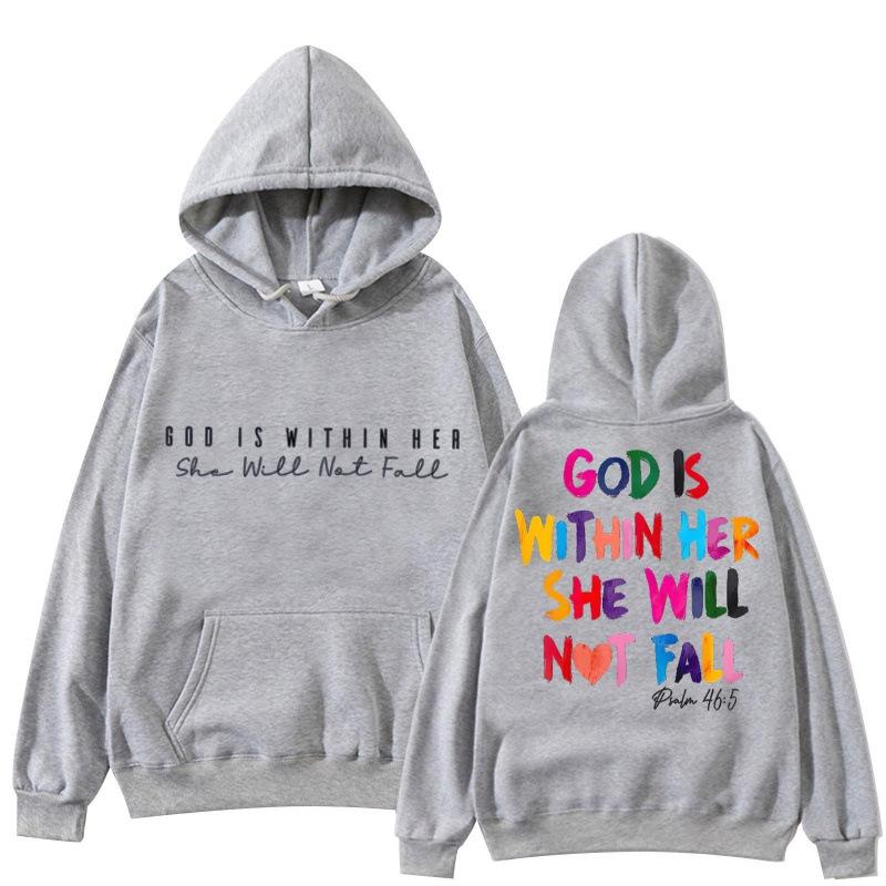 Letter Print Hooded Sweatshirts Women'S Basi