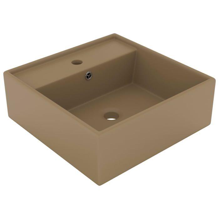 VidaXL Lavabo Carré de Luxe à Trop-plein Vasque à Poser de Toilette Lave-mains de Salle de Bain Salle Cosmétique Maison 146952