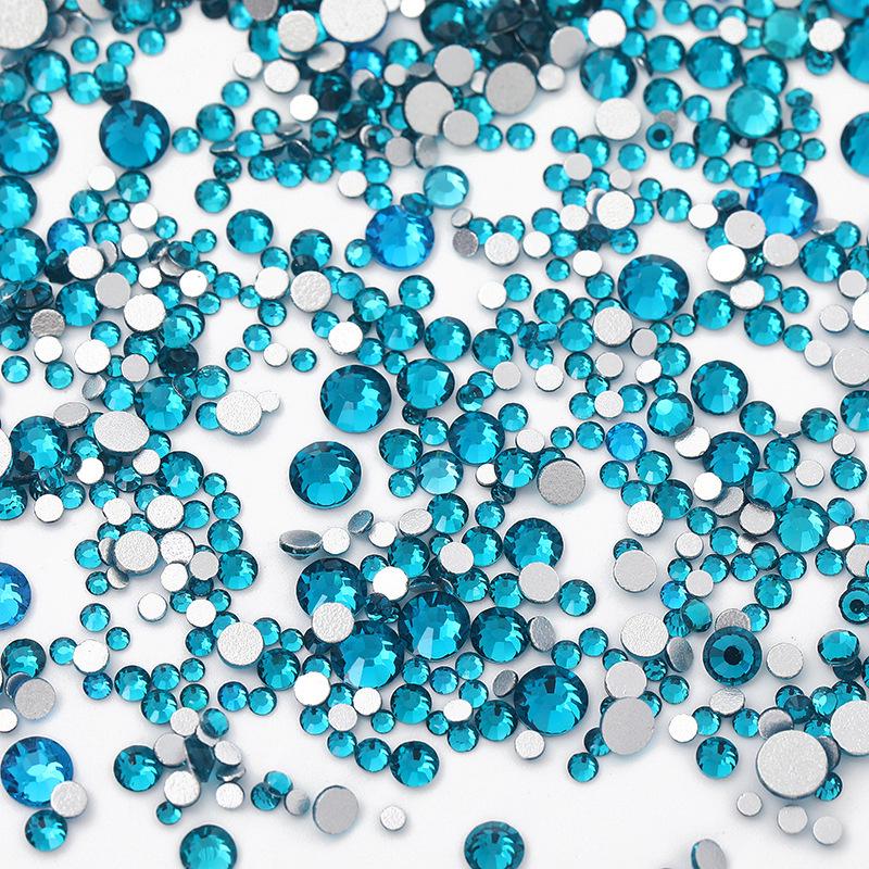 Nail Art Decorations: 1440 Mixed Crystal Glass Rhinestones, Colored Flat-Backed for DIY