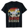 Sistersaurus T Rex Dinosaur Sister Saurus Family Matching T-Shirt Funny Graphic Tee Tops Short Sleeve Summer Fashion Outfit Gift
