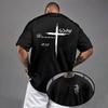 High Quality Cotton Cross Printed Tees Male Street Tshirt Men's T-shirt Summer Daily Casual Fashion O-neck Short Sleeve Top
