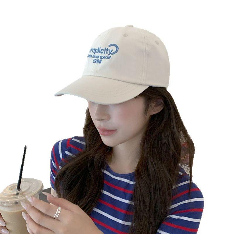 Letter Embroidered Baseball Cap New Korean Baseball Cap Women's Wide Brim Face Letters Sun Protection Baseball Cap