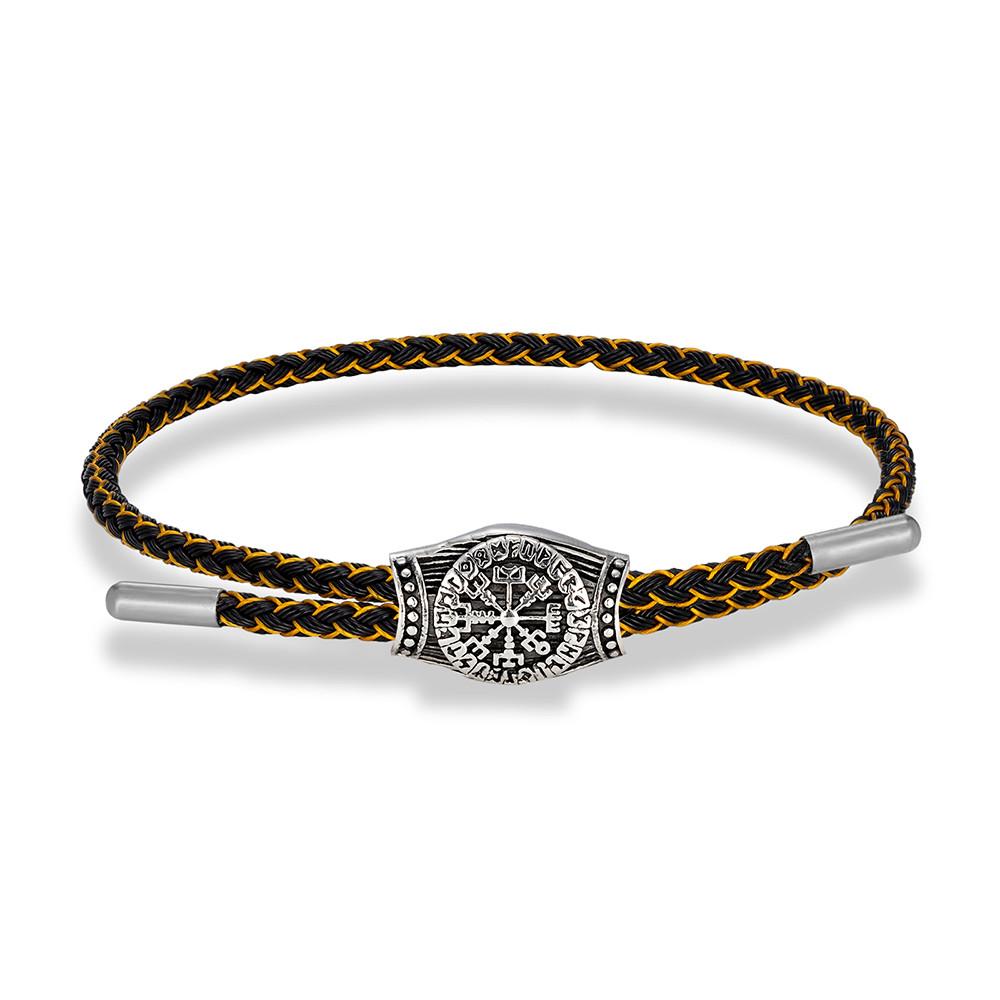Viking Rune Bracelet for Men Stainless Steel Mjolnir Thor Hammer Norse Mythology Amulet Waterproof Steel Wire Male Wristband