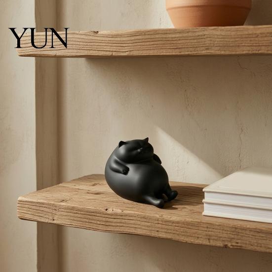 Decorative Props for Photography 3D Printed Fat Cat Figurine, Cute Lazy Statue, Healing Statue Minimalist Tabletop Ornament Office Desk And