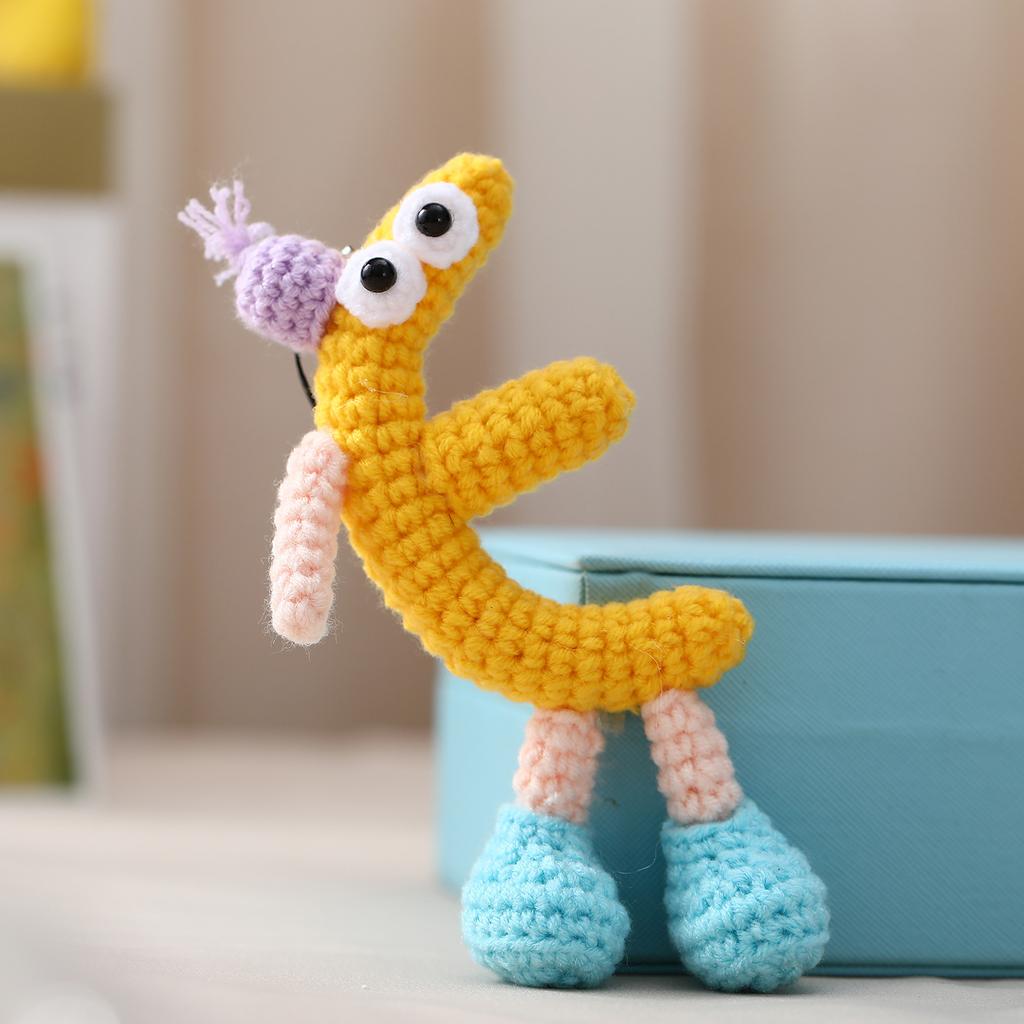 Handmade Crochet Alphabet Keychain, Letter A-H Knitted Doll Bag Charm,Cute 3D Knitted Letter Pendant, A-H Alphabet Crochet Keychain